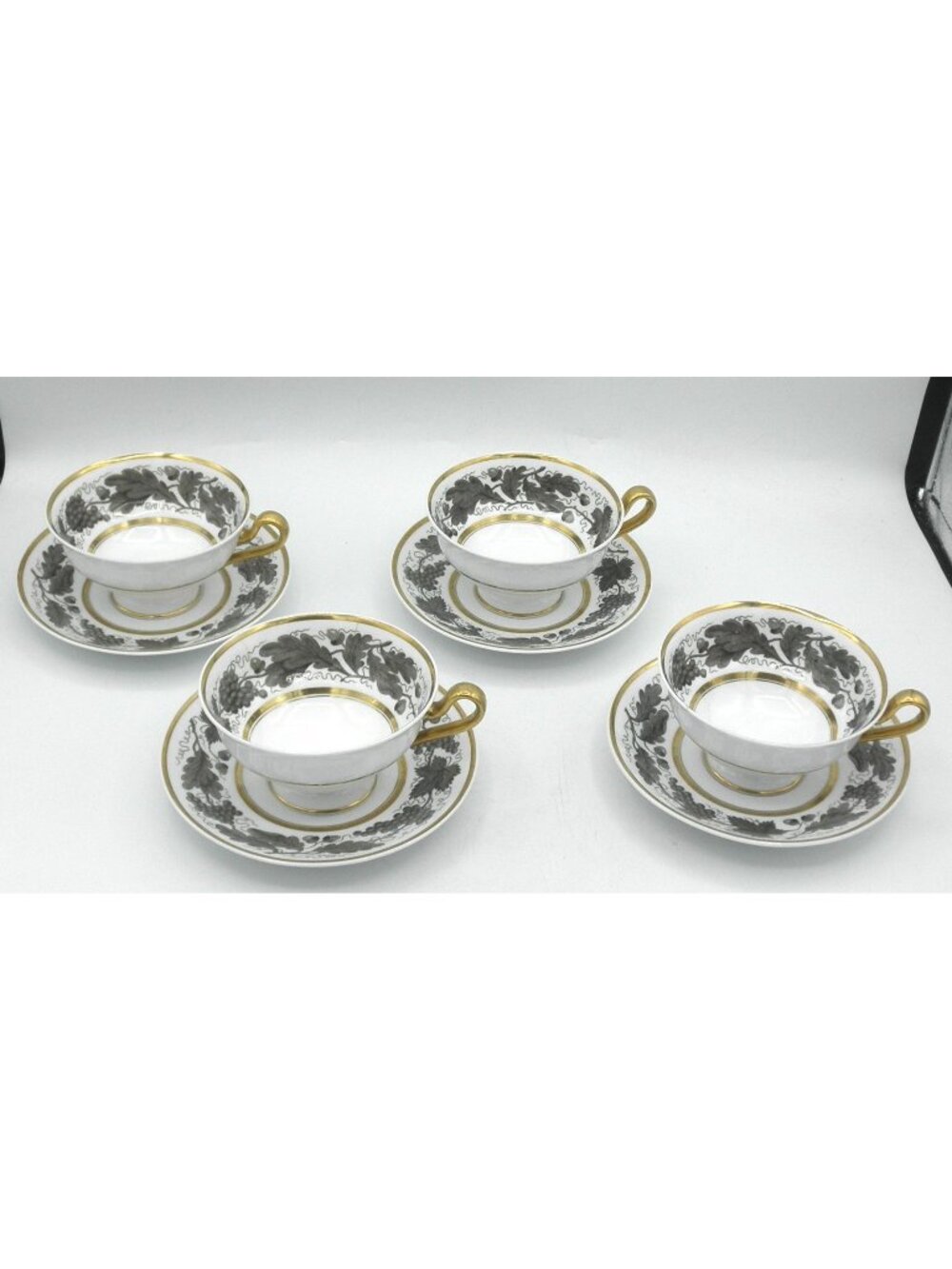 Kent Grey by Tiffany Footed Cup and Saucer Set of 4 Pattern Code: TICKENGR Spode